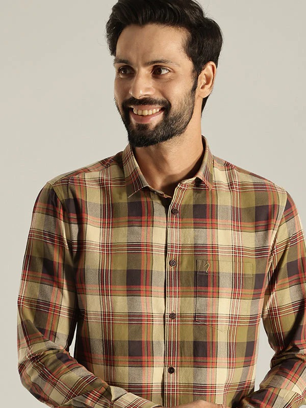 Indian Terrain Men's Slim Fit Full Sleeve Checkered Multicolor Shirt
